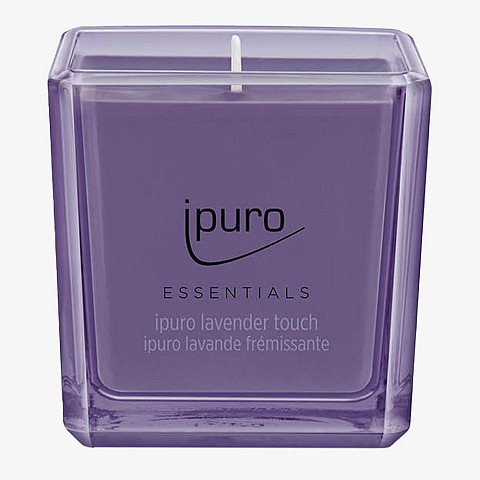 ipuro ESSENTIALS lavender touch Wachskerze Quadratisch Zitrus, Blume, Lavendel, Minze, Moschus Lavendel