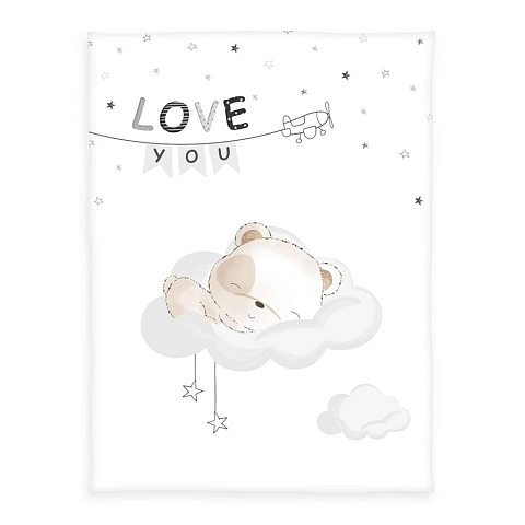 HERDING Sleeping little bear Überwurfdecke 75 x 100 cm Polyester Beige, Grau, Weiß