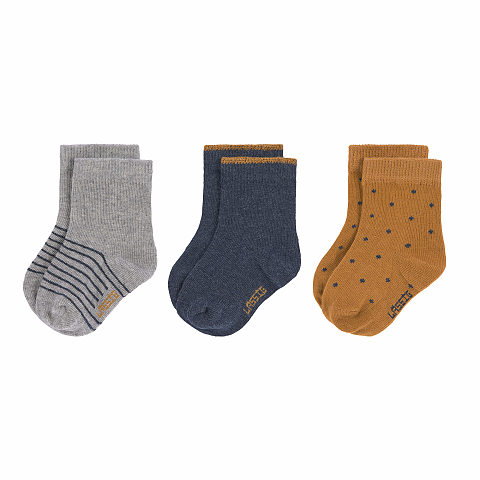 Lässig 1532003960-15 Socke Unisex Crew-Socken Blau, Braun, Grau 3 Paar(e)