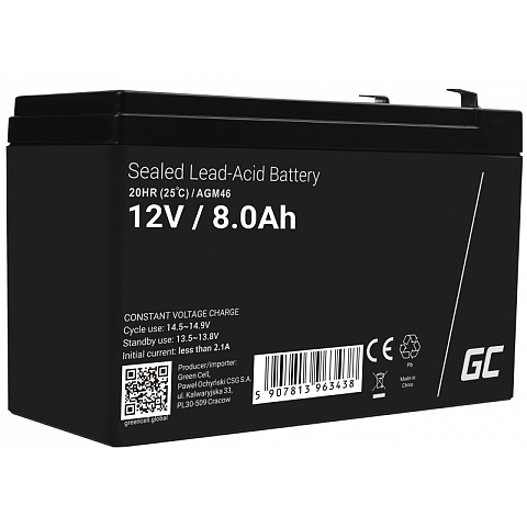 Green Cell AGM46 Industrieakku Plombierte Bleisäure (VRLA) 8000 mAh 12 V