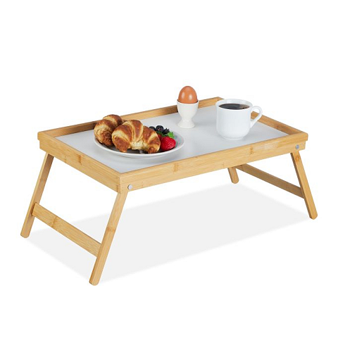 Relaxdays 10013869 Bett-Serviertablett Rechteck Holz