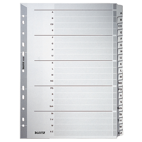 Leitz 43280000 Tab-Register Alphabetischer Registerindex Karton Grau