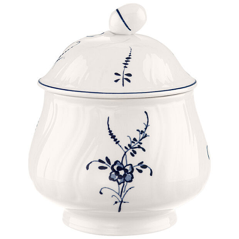 Villeroy & Boch Old Luxembourg Zuckerdose Blau, Weiß Porzellan