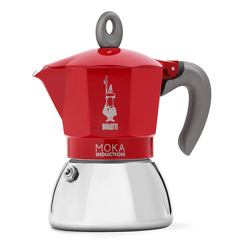 Bialetti Moka Induktion Mokka-Kanne 0,28 l Rot, Edelstahl