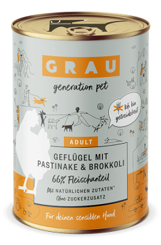 Grau 8875 Hunde-Dosenfutter Brokkoli, Pastinake, Geflügel Adult 400 g