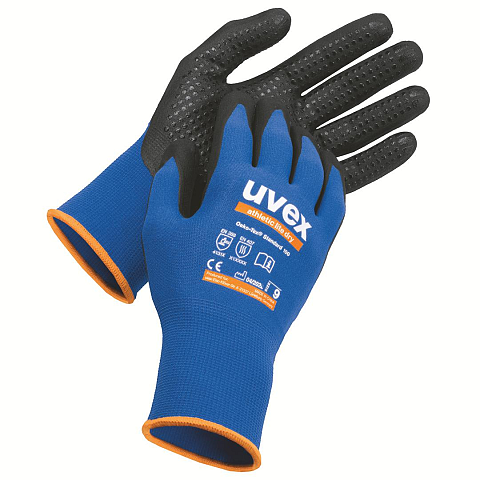 Uvex athletic lite dry Fabrik-Handschuhe Schwarz, Blau Elastan, Polyamid 1 Stück(e)