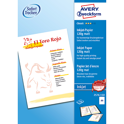 Avery 2576-150 Druckerpapier A4 (210x297 mm) Matt 150 Blätter Weiß