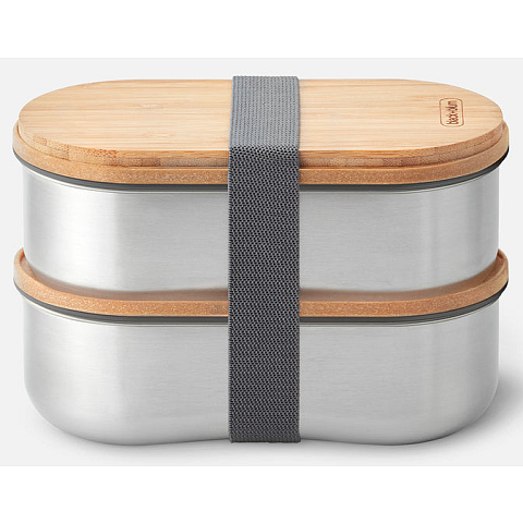 black+blum BAM-BT-L016 Lebensmittelaufbewahrungsbehälter Oval Box 0,5 l Bambus, Edelstahl 2 Stück(e)