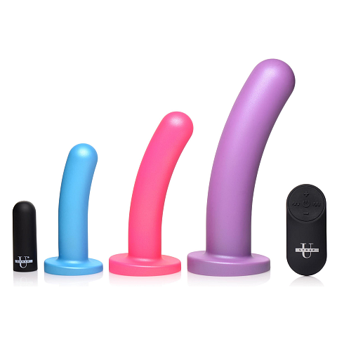 Strap U Triple Peg 28X Umschnalldildo Analverkehr, Vaginaler Sex Hellblau, Pink, Violett Kunststoff, Silikon