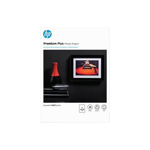 HP Premium Plus Fotopapier, Satin, 300 g/m2, A4 210 x 297 mm, 20 Blatt