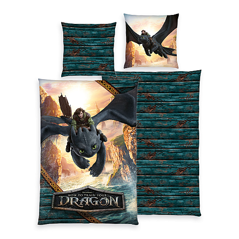 HERDING Dragons Bettwäsche-Set ‘Drachenreiter’ – 135×200 cm, Renforcé