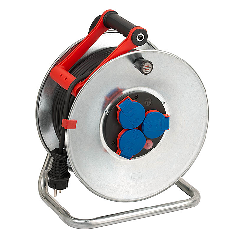 Brennenstuhl 1198590 Verlängerungskabel 50 m 3 AC-Ausgänge Draußen Blau, Rot, Edelstahl