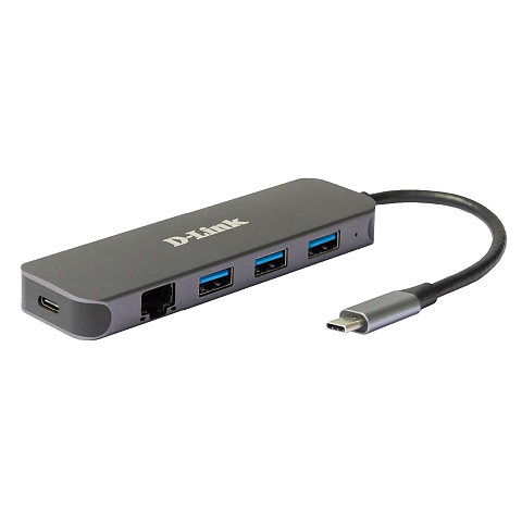 D-Link DUB-2334 laptop-dockingstation & portreplikator Kabelgebunden USB Typ-C Grau