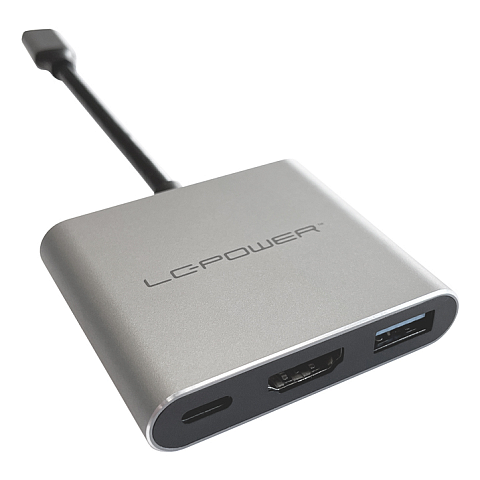 LC-Power LC-HUB-C-MULTI-4-V2 Schnittstellen-Hub USB Typ-C 5000 Mbit/s Silber, Schwarz