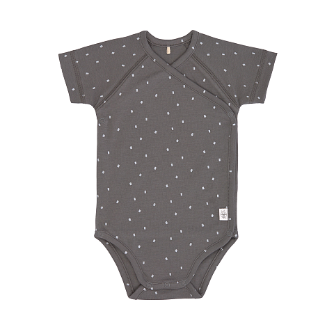 Lässig Baby Wickelbody Kurzarm GOTS - Cozy Colors, Spots Anthracite (0 - 6 Monate)