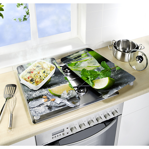 WENKO Mojito Küchen-Schneidebrett Rechteckig Kunststoff, Gehärtetes Glas, Thermoplastisches Elastomer (TPE) Grün