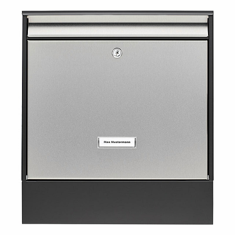 BURG-WÄCHTER Oxford-Set 68770 B+S Briefkasten Schwarz, Edelstahl Wandmontierter Briefkasten Edelstahl, Stahl