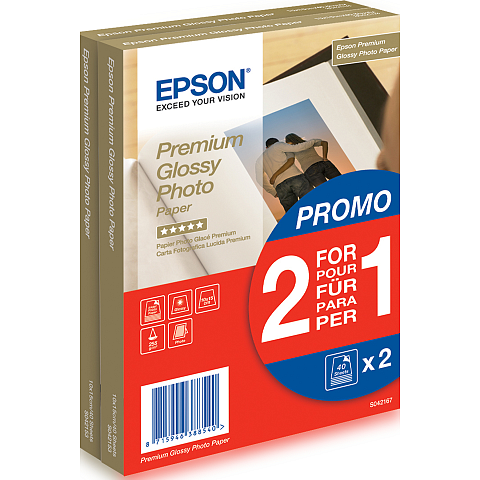 Epson Premium Glossy Photo Paper - 10x15cm - 2x 40 Blätter