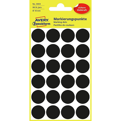 Avery 3003 selbstklebendes Etikett Rund Permanent Schwarz 96 Stück(e)