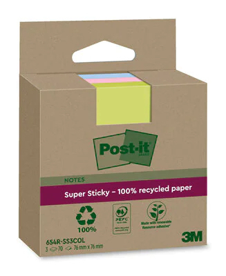 Post-It 7100284982 Klebezettel Quadratisch Blau, Grün, Pink 70 Blätter Selbstklebend