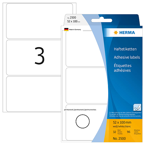 HERMA Vielzwecketiketten 52x100 mm weiß Papier matt Handbeschriftung 96 St.