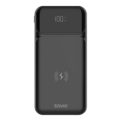 Savio BA-09 Powerbank Lithium Polymer (LiPo) 37 mAh Kabelloses Aufladen Schwarz