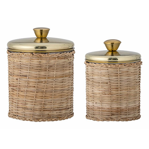 Bloomingville Abas Rund Rattan, Edelstahl Messing, Holz