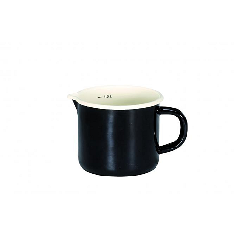 Karl Krüger Milchtopf Triest 1 l Ø12cm mit Ausguss und Skala emailliert