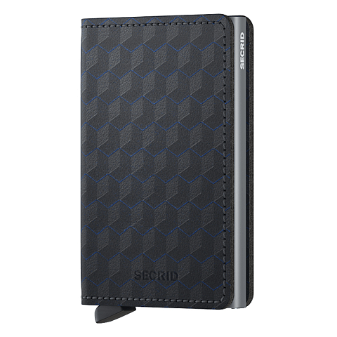 Secrid Slimwallet Briefttasche Schwarz, Grau Aluminium, Echtes Leder
