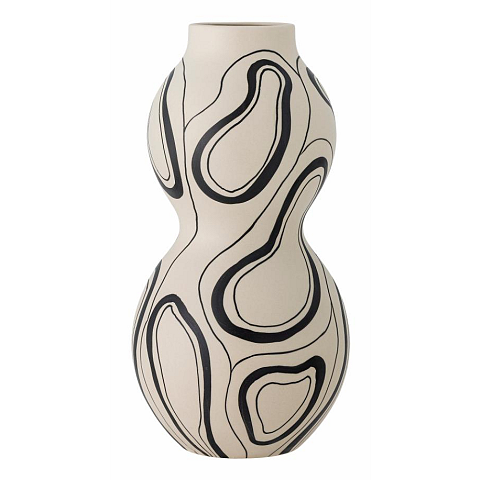 Bloomingville Nicola Vase andere Steingut Schwarz, Natürlich/Natur