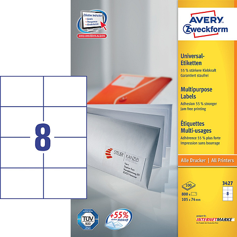 Avery Universal-Etiketten, weiß, 105 x 74 mm, permanent