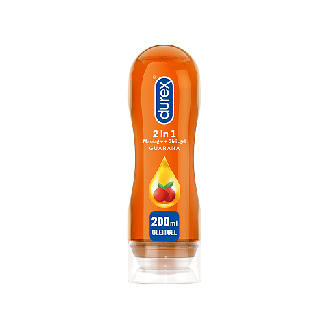 Durex 2in1 Massage & Gleitgel Guarana Anal, Oral, Sexspielzeug, Vaginal 200 ml Gleitmittel auf Wasserbasis
