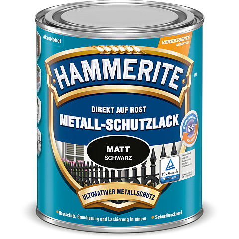 Hammerite Metall-Schutzlack Matt Schwarz 0,75 l