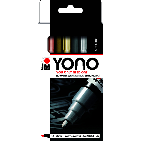 Marabu YONO Marker set METAL Schwarz, Gold, Rose, Silber 4 Stück(e)