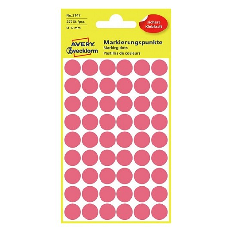 Avery 3147 selbstklebendes Etikett Rund Permanent Rot 270 Stück(e)