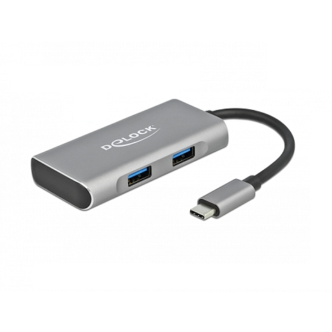 DeLOCK Externer USB 10 Gbps USB Type-C Hub mit 2 x USB Typ-A und 2 x USB Type-C