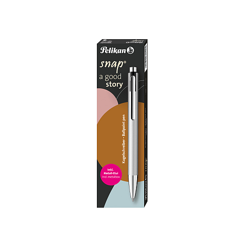 Pelikan Kugelschreiber Snap Metalic K10 Silber im Etui Blau Clip-on-Einziehkugelschreiber Medium 1 Stück(e)