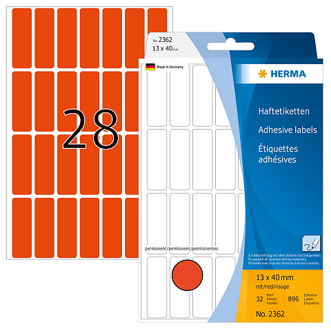 HERMA Vielzwecketiketten 13x40 mm rot Papier matt Handbeschriftung 896 St.