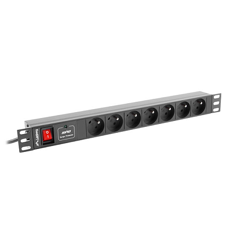Lanberg PDU-07E-0200-IEC-BK Verlängerungskabel 2 m 7 AC-Ausgänge Drinnen Schwarz