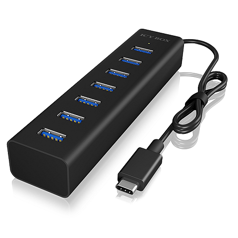 ICY BOX IB-HUB1700-C3, Type-C® zu 7-Port USB 3.2 Gen 1 Hub, Alu-Gehäuse