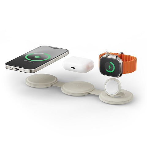 Satechi OntheGo 3-in-1 Kopfhörer, Smartphone, Smartwatch Weiß USB Kabelloses Aufladen Schnellladung Drinnen
