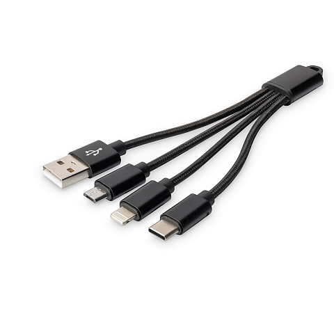 Digitus 3-in-1 USB-Ladekabel, 0,15m