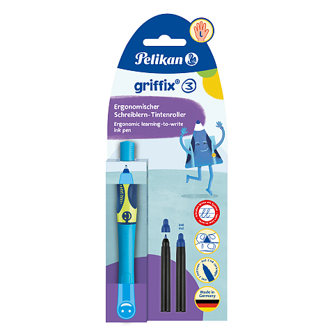 Pelikan griffix® Tintenschreiber für Linkshänder, Neon Fresh Blue