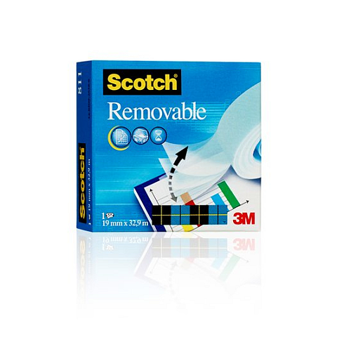 Scotch Unsichtbares Klebeband, ablösbar, 19 mm x 33 m, 1 Rolle