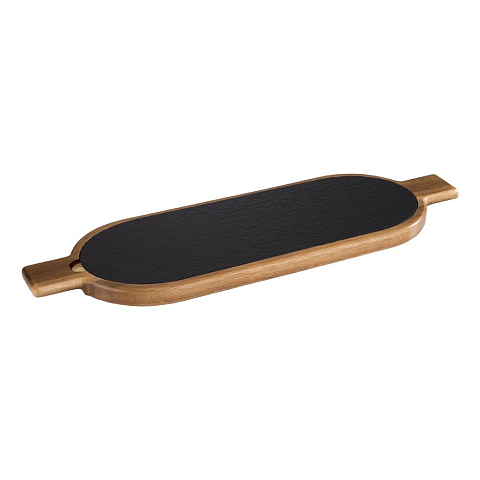 APS-Germany 00812 Serviertablett Oval Schwarz, Braun