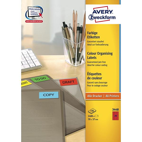 Avery Farbige Etiketten, rot, 70 x 37 mm, permanent