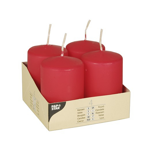 Papstar 10490 Wachskerze Zylinder Rot 4 Stück(e)