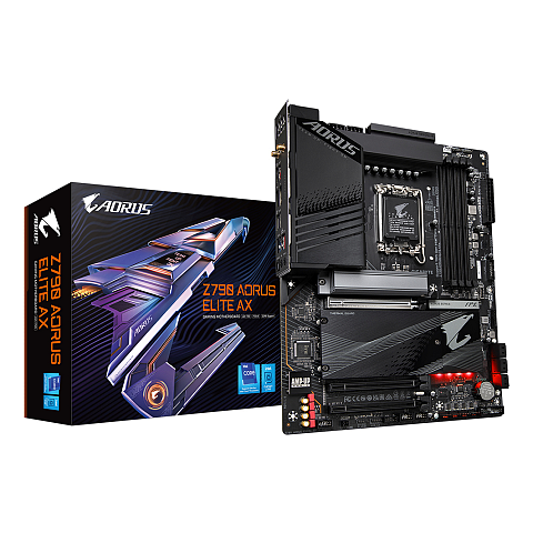 GIGABYTE Z790 AORUS ELITE AX Motherboard - Unterstützt Intel Core 14. Generation CPUs, 16*+2+1 Phasen Digital VRM, bis zu 7600MHz DDR5 (OC), 4xPCIe 4.0 M.2, Wi-Fi 6E, 2.5GbE LAN, USB 3.2 Gen 2x2