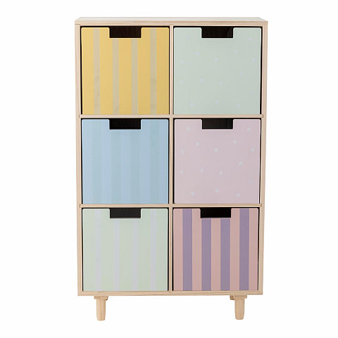Bloomingville 82062343 Bücherregal für Kinder 6 Regale Mehrfarbig, Natürlich/Natur Standard-Bücherregal