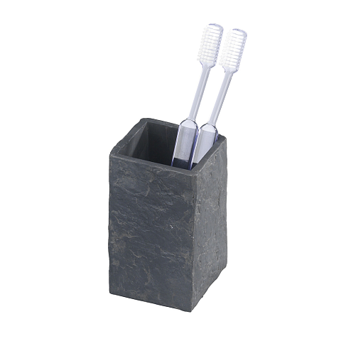 WENKO Slate Rock Polyresin Quadratisch Einzelbild Freistehender Badezimmerbecher